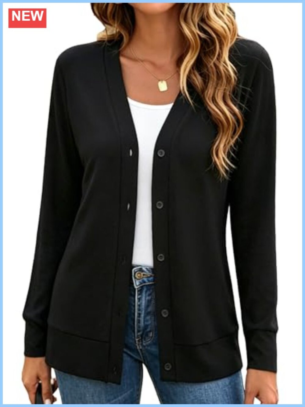 Womens V Neck Button Down Lightweight Knit Cardigan Sweater